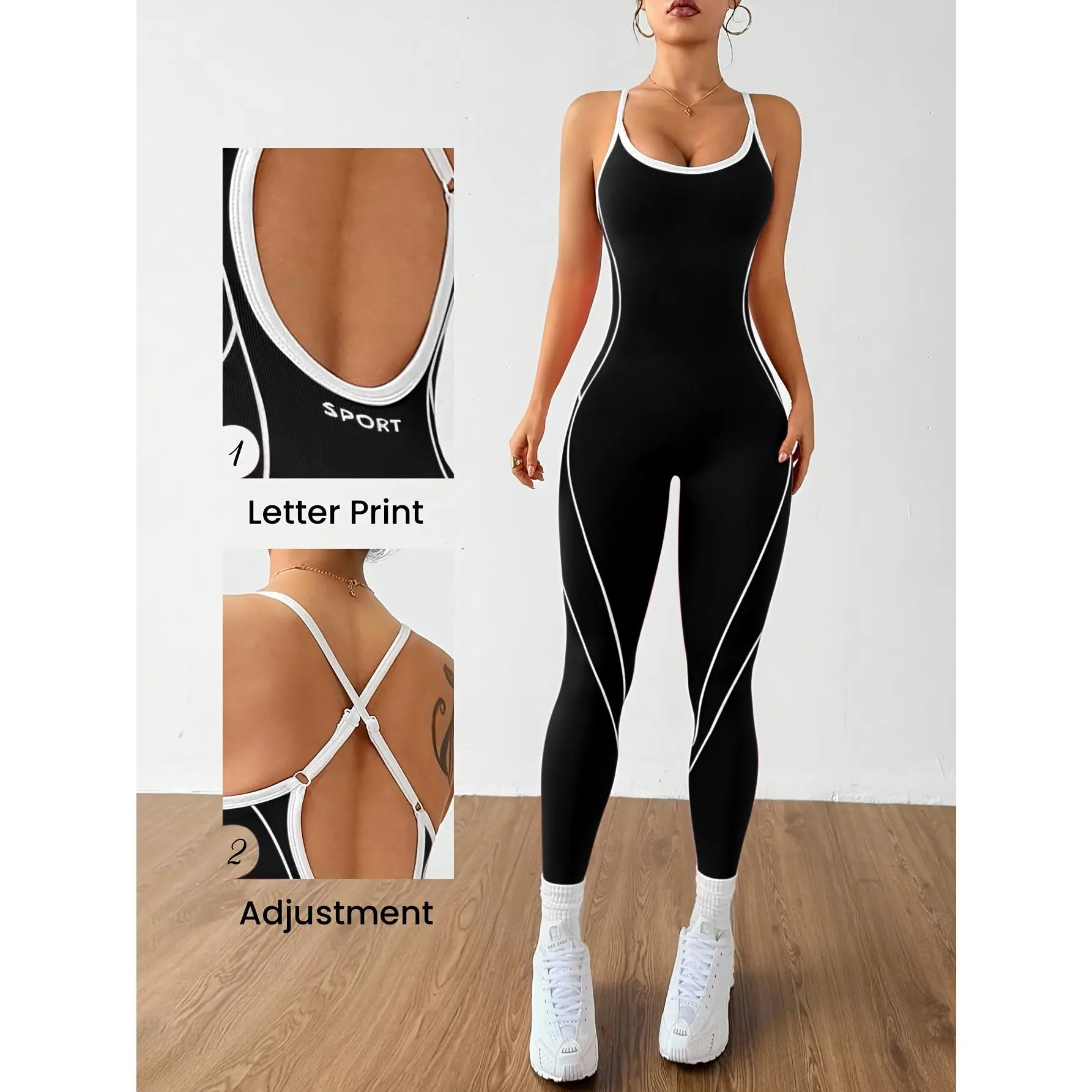 1pc Seamless Bodysuit Exercise Tight --Back Striped Design Full-Body Tights, Suitable Gym Workouts, Daily Exercise, and Wearing as Yoga Wear in and