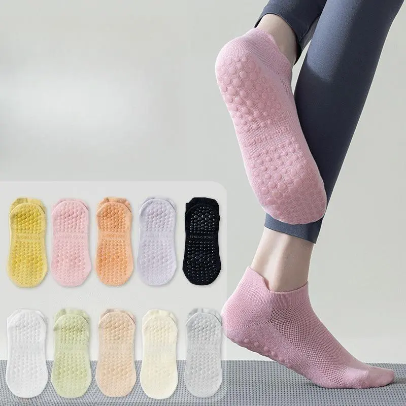 Unisex Mesh Knit Ventilated Anti-Slip Grip Yoga & Pilates Short Socks - Full Sole Silicone Grips, Soft Skin-Friendly No-Show Footwear for Indoor Workouts, Multi Neutral Tones, Practical Household Use