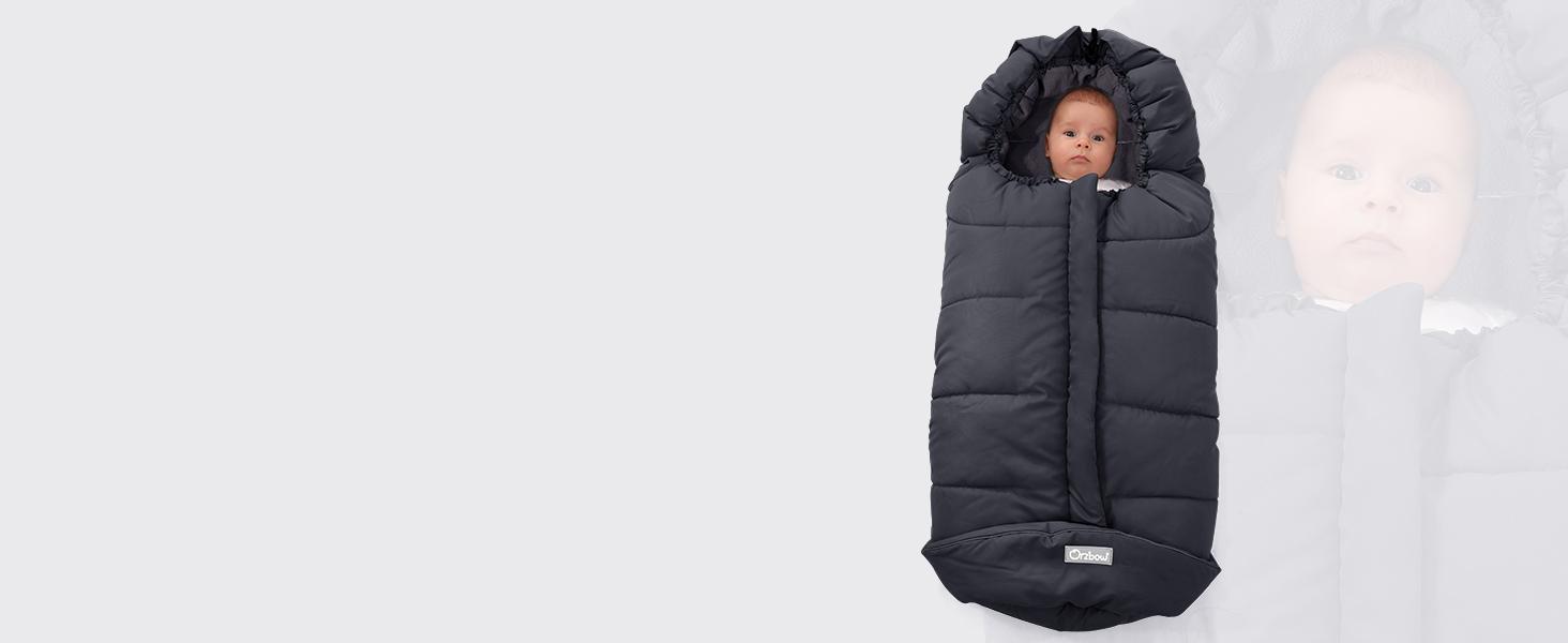 Universal Footmuff for Stroller, Winter Warm Baby Stroller Bunting Bag, Waterproof Windproof Warm Polar Fleece Lined for Toddler Stroller Sleeping Bag, Black
