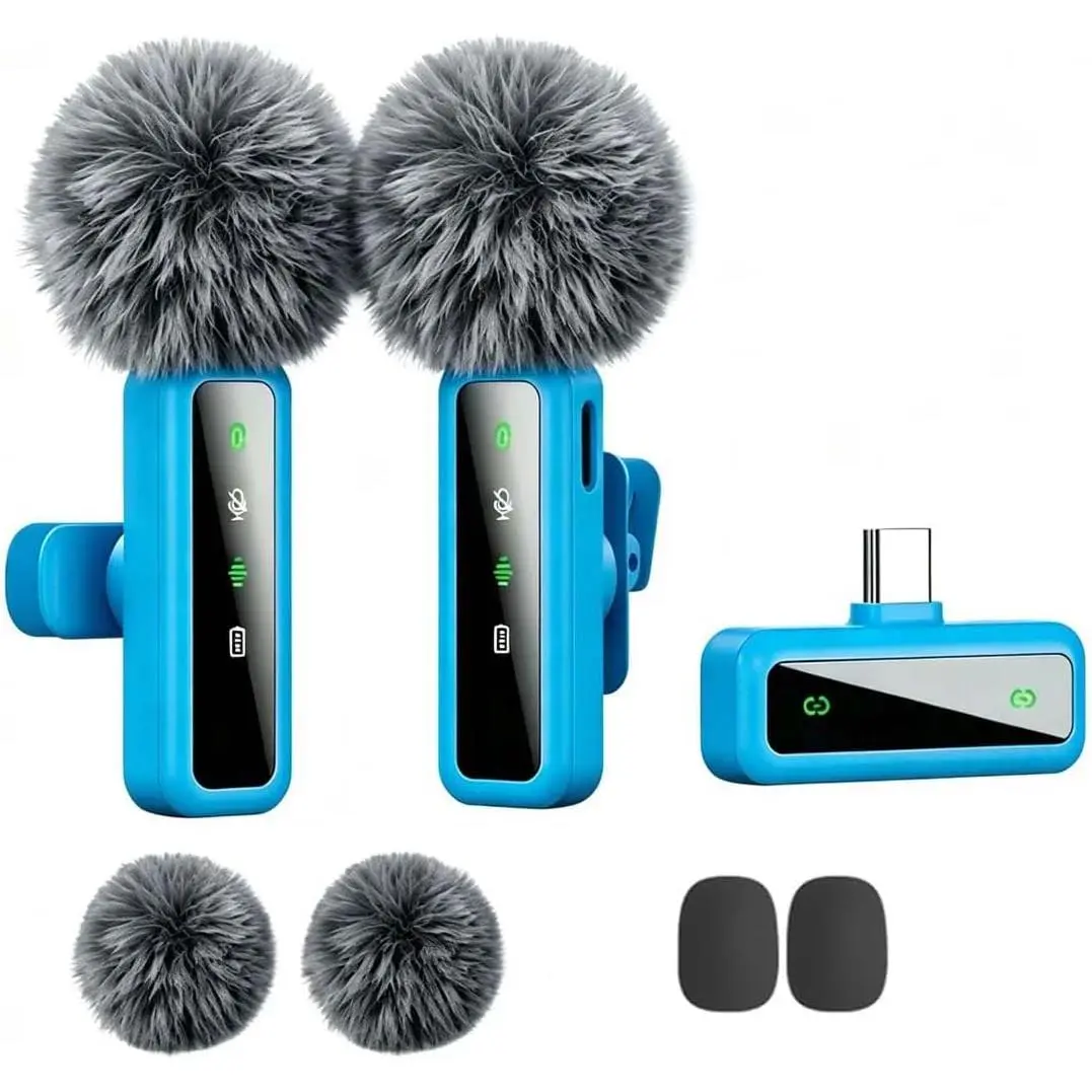 Lavalier Microphone for  - iPad, Android Phone , Mini Microphone for Live Streaming, Video Recording, Outdoor or Indoor Interviews, YouTube, , Vlog (Blue)