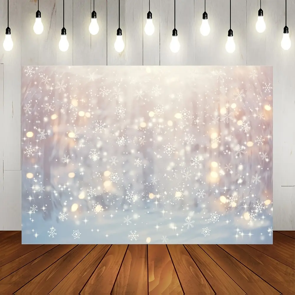 Winter Snowflake Christmas Polyester Fabric Print Backdrop Banner - Lightweight Tapestry Photo Background Wall Hanging for Holiday Party Decor, Indoor-Outdoor Festive Atmosphere, Room