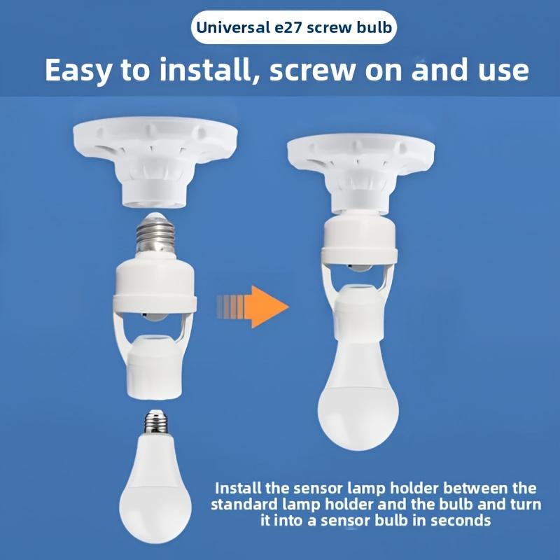 Motion Sensor E27 Light Socket Converter, Adjustable Delay Time Switch, Color Temperature Control E27 Base Bulb Adapter for Home Use