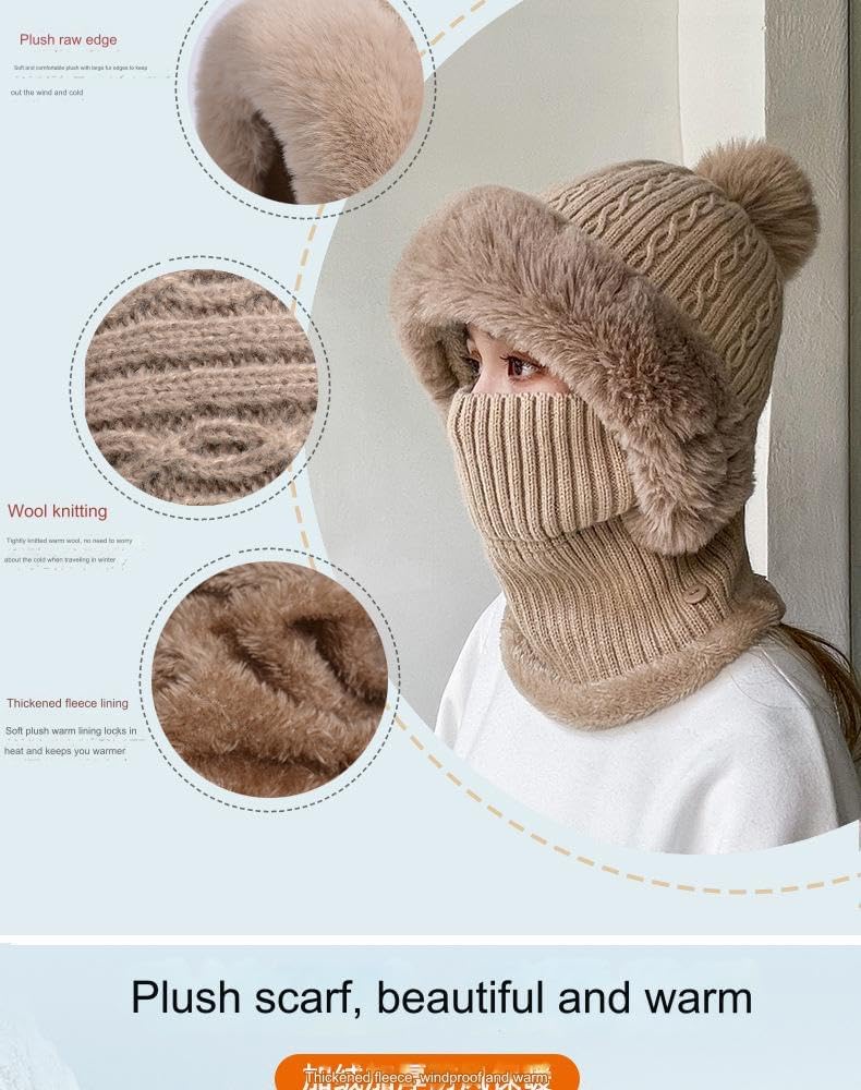 Unisex Windproof Ski Face Mask - Adult Warm Neck Warmer (hat Circumference 55-60cm, Mask Covers The Bridge of The Nose) Warm and Cold Protection Gear, Winter Scarf and Hat, Outdoor Sports Protection