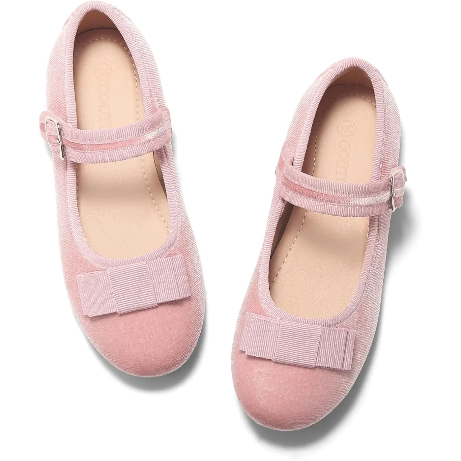 Coutgo Girls' Glitter Mary Jane Dress Flats with Bow, Round Toe All Season Party Wear Shoes with Hook & Loop Closure, All Seasons, Glitter Rubber tiktokshopbacktoschool, Mary Janes, 3-11 Years,back to school,back to school haul