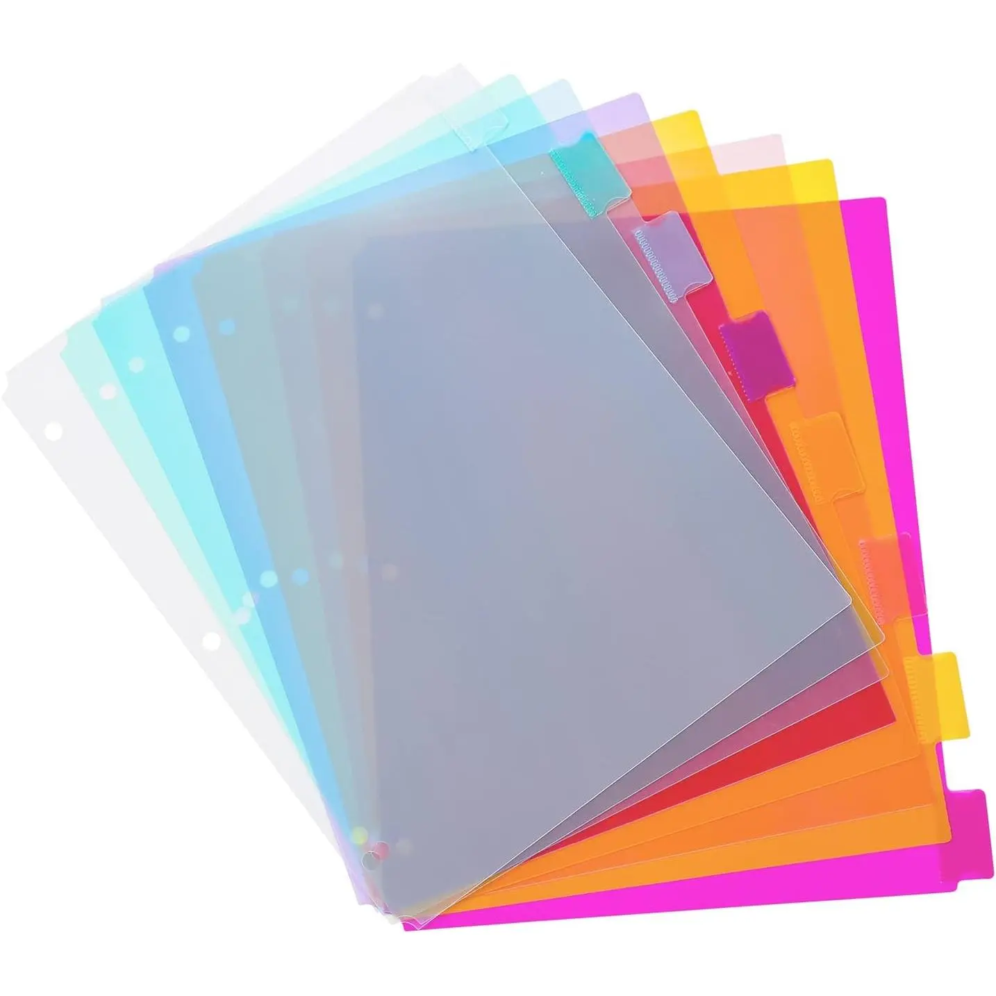 3 Sets 8-Tab Plastic Binder Dividers, 8 Tab Insertable Index Dividers for 3 Ring Binders, Letter Size, Durable,  Colors, School Subject Binder Organizers