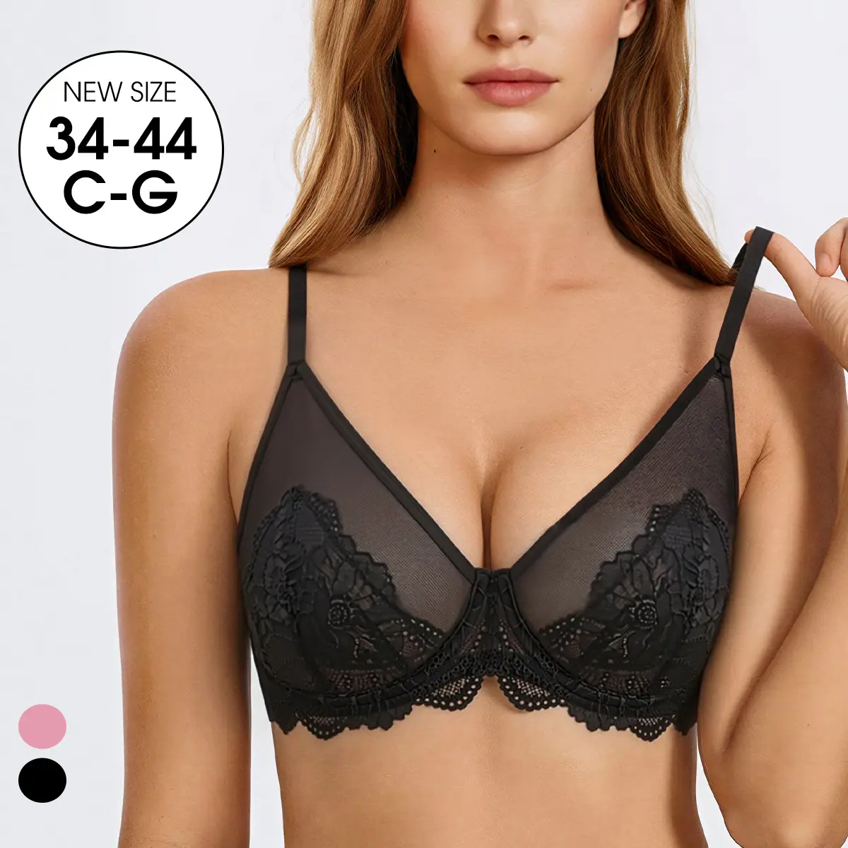 SkandyBras Unlined Minimizer Bra, Underwire Full Coverage Bra, Breathable Seamless Strong Side Support Plus Size Large Cup Everyday Bra