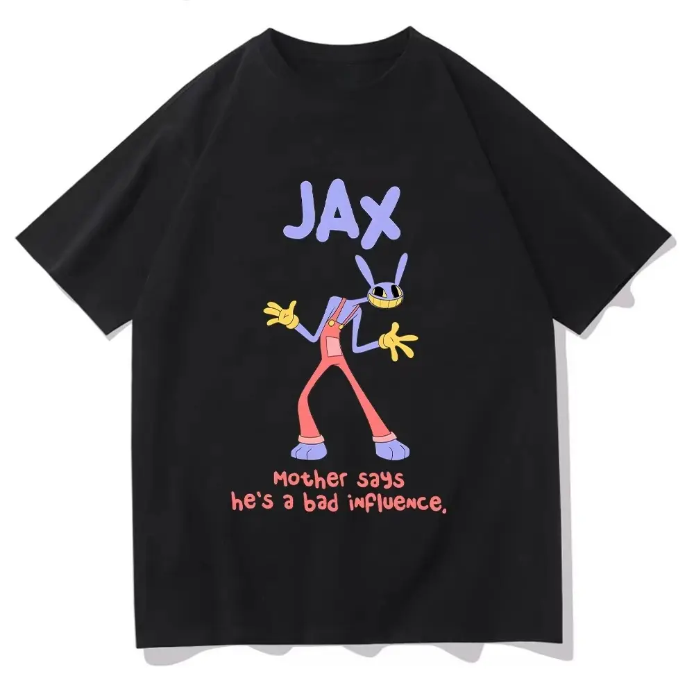 Jax Purple Rabbit Anime Print T Shirts Funny Digital Circus Characters Graphic Clothes Fashion Cotton Short Sleeve Women Men Tee