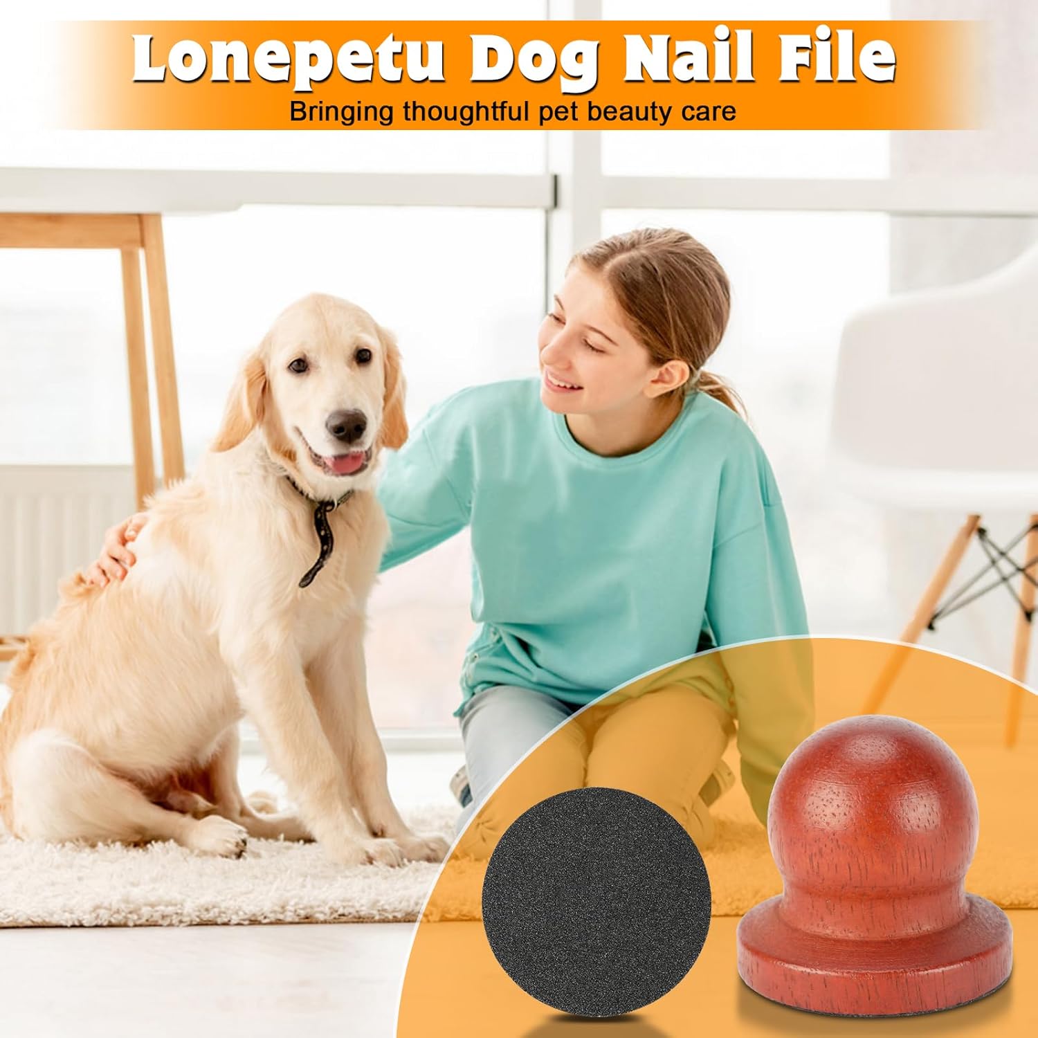 Wooden Dog Nail File, Dog Nail Scraper with 3 Counts Replaceable Sandpaper, Stress Free Dog Nails Grinding Board Trimmer for Pets Dogs Cats