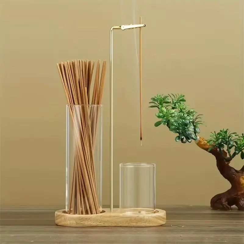 2 In 1 Glass Incense Burner Bakhoor Burner with Removable Ash Catcher & Candle Holder, Versatile Use Zen Decor for Yoga Meditation Tea Room Home