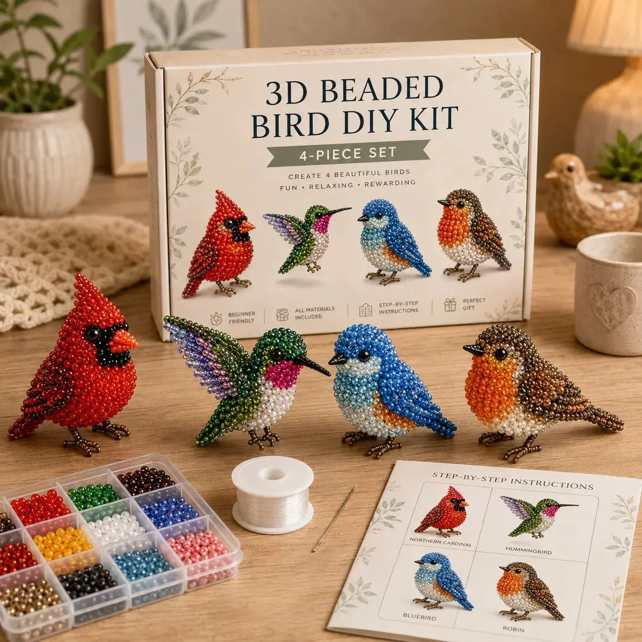 Mini 3D Bead Animal DIY Kit, Beads for Crafts, Cute and Elegant Animal Bead Craft Decorations, Easy to Use, Ideal for Handicraft Enthusiasts, Mini Collectors, Gift Makers
