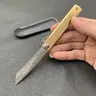 Higonokami Mini Folding Knife VG10 Damascus Steel Outdoor Camping Knife with Copper Handle - Daily Carry Tool for Outdoor Activities EDC Gear Outdoor EDC Pocket Knives
