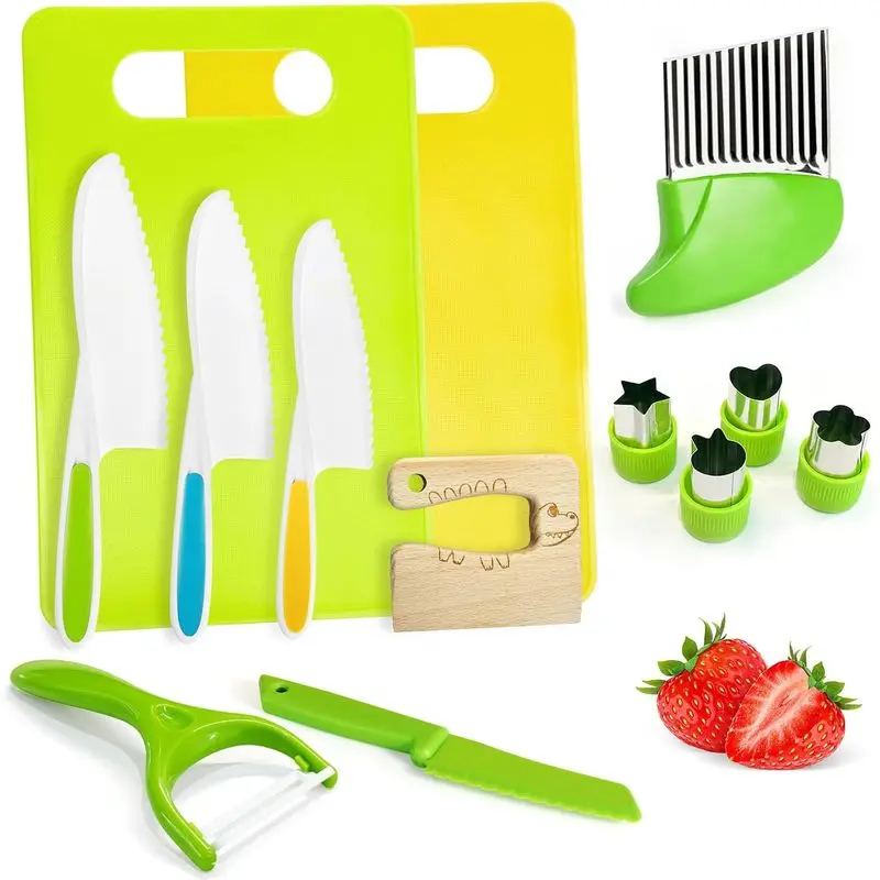 Kids Knife Set for Real Cooking Safe Kitchen Tools for Ages 4+