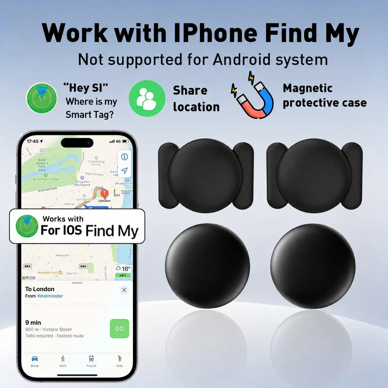 Smart Tracker Locator for Apple Find My APP, Smart Key Finder, GPS Tracker, GPS Tracking, Built in GPS, Replaceable Battery, Magnetic Case, Ideal for Keys, Wallets, Backpacks, Luggage, Keychain Tracker
