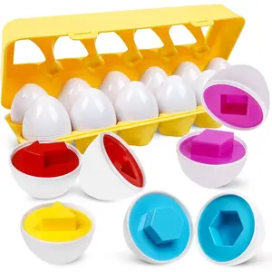 Montessori Geometric Eggs,12 pcs Set Color & Shape Egg Puzzle Toys Matching Eggs for Toddlers 1-3,Preschool Educational Sorting Game Fine Motor Toy Easter Gifts for Kids Boys Girlsfidget toys