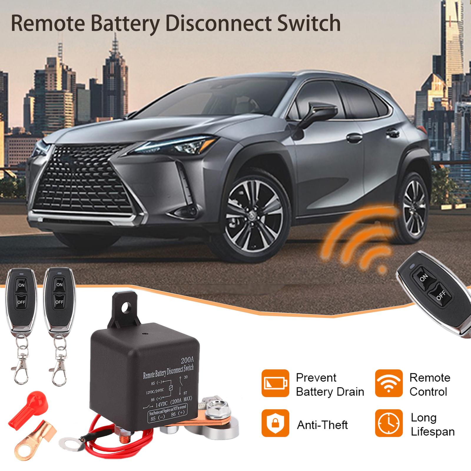 Remote Battery Disconnect Switch 12V 240A, Upgrade Smart Voltage Car Kill Switch Anti-Theft, Prevent Battery Drain, Remote Battery Kill Switch for Car, Truck, RV Flat Installation It can (Only control the battery)