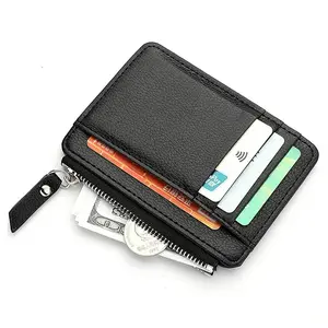 Men's Mini Credit Card Wallet - Thin Zippered Coin & ID Card Holder for Men's Wallets Needs