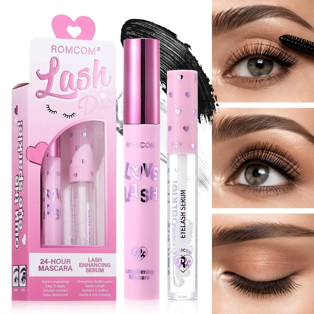Waterproof 2-in-1 Eye Makeup Kit, Volumizing Curling Mascara and Nourishing Lash Serum, Define Each Lash, Non Irritating, Smooth Application, Create Fluffy Long Eyelash Look