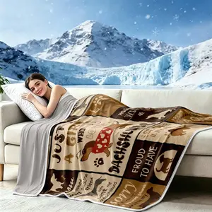 Sausage Puppy Print Double-Layer Cooling Blanket: Ultra-soft, cool, skin-friendly, breathable, comfortable, and lightweight. Features natural cooling properties, making it ideal as a summer air-conditioning blanket.