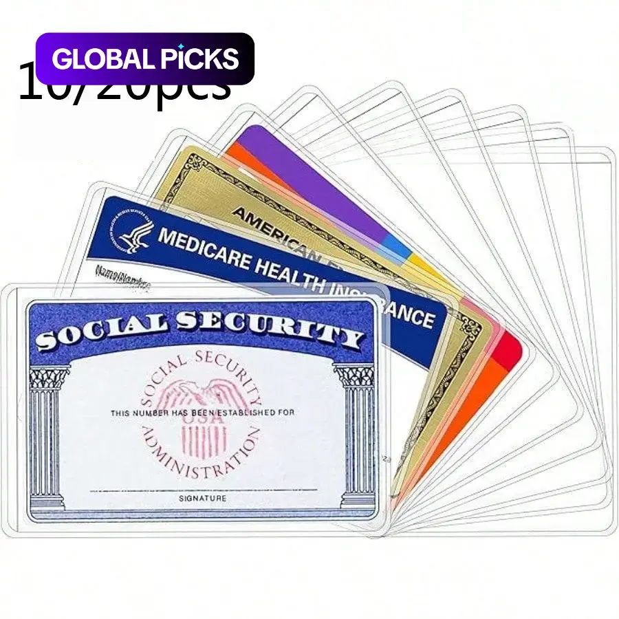 10/20-Pack Clear PVC Waterproof Card Sleeves, Card Protector for Social Security, ID, Credit, and Health Insurance Cards #GLOBAL PICKS