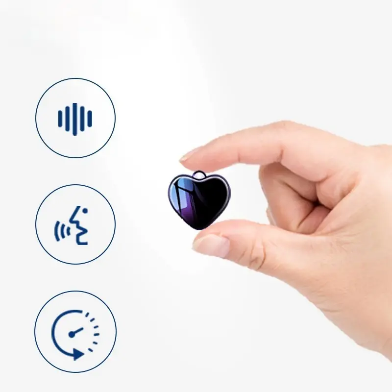 Heart Shaped Hidden Digital Voice Recorder, Mini Voice Activated Audio Recording Device, Portable Noise Reduction Dictaphone MP3 Player For Class Work Conference