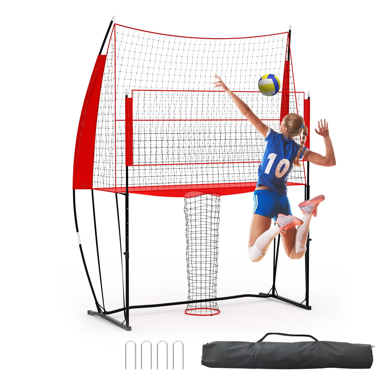 11x8FT Volleyball Net, 3 Height Adjustable Portable Volleyball Training Net with Carry Bag, Tool-Free Setup Heavy Duty Volleyball Practice Net for Indoor Outdoor Beach Backyard Sports Game Training