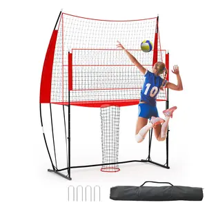 Garvee Adjustable Volleyball Net Set 8x11FT – Portable Training Equipment with Automatic Ball Return, 3 Height Levels, Easy Setup for Indoor/Outdoor, Beach, Backyard – Includes Carry Bag