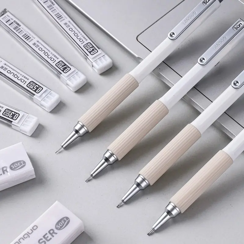 Mechanical Pencil Set Second Generation 0.3/0.5/0.7/0.9, with Eraser Lead, Ideal for Writing, Drawing, Office Supplies, Comic Sketching