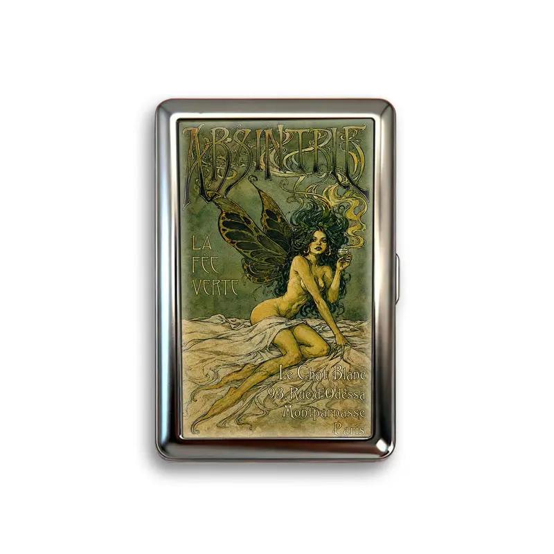 Art Nouveau Fairy Metal Card Holder, Vintage French Style Pocket Card Case, Desk Organizer Accessory