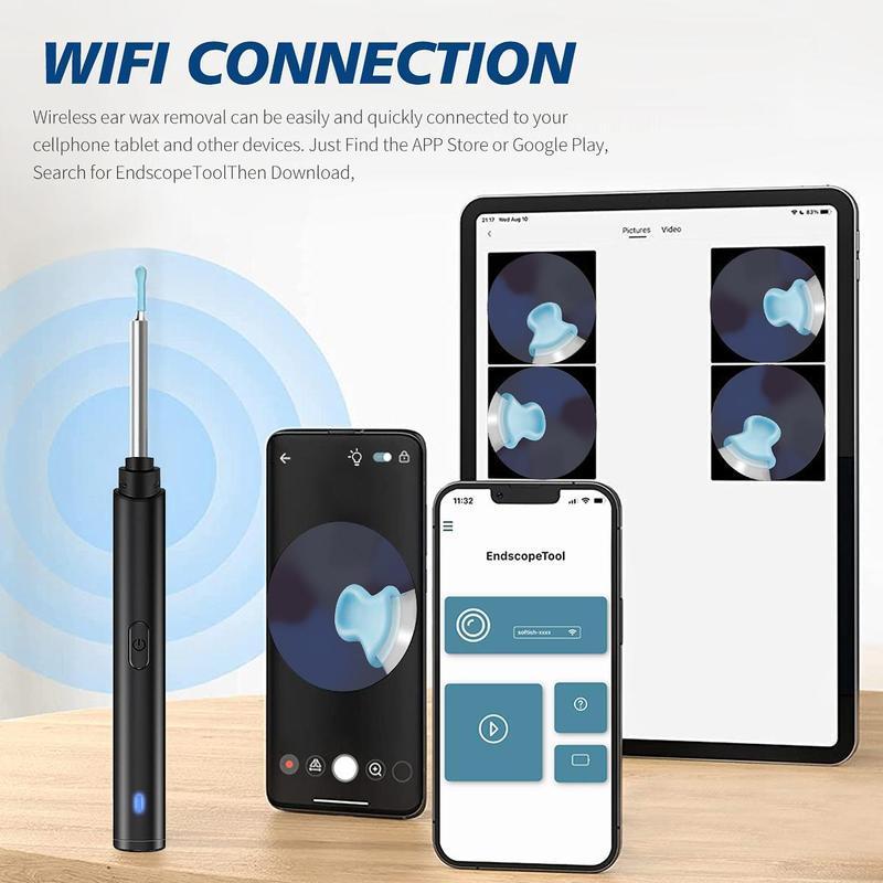 Portable Ear Wax Remover, 1 Set Waterproof Ear Wax Removal Kit with Camera & Accessories, Multi-use Endoscope Ear Wax Removal Tool, Ear Wax Flush Kit, Christmas Gift Ideas