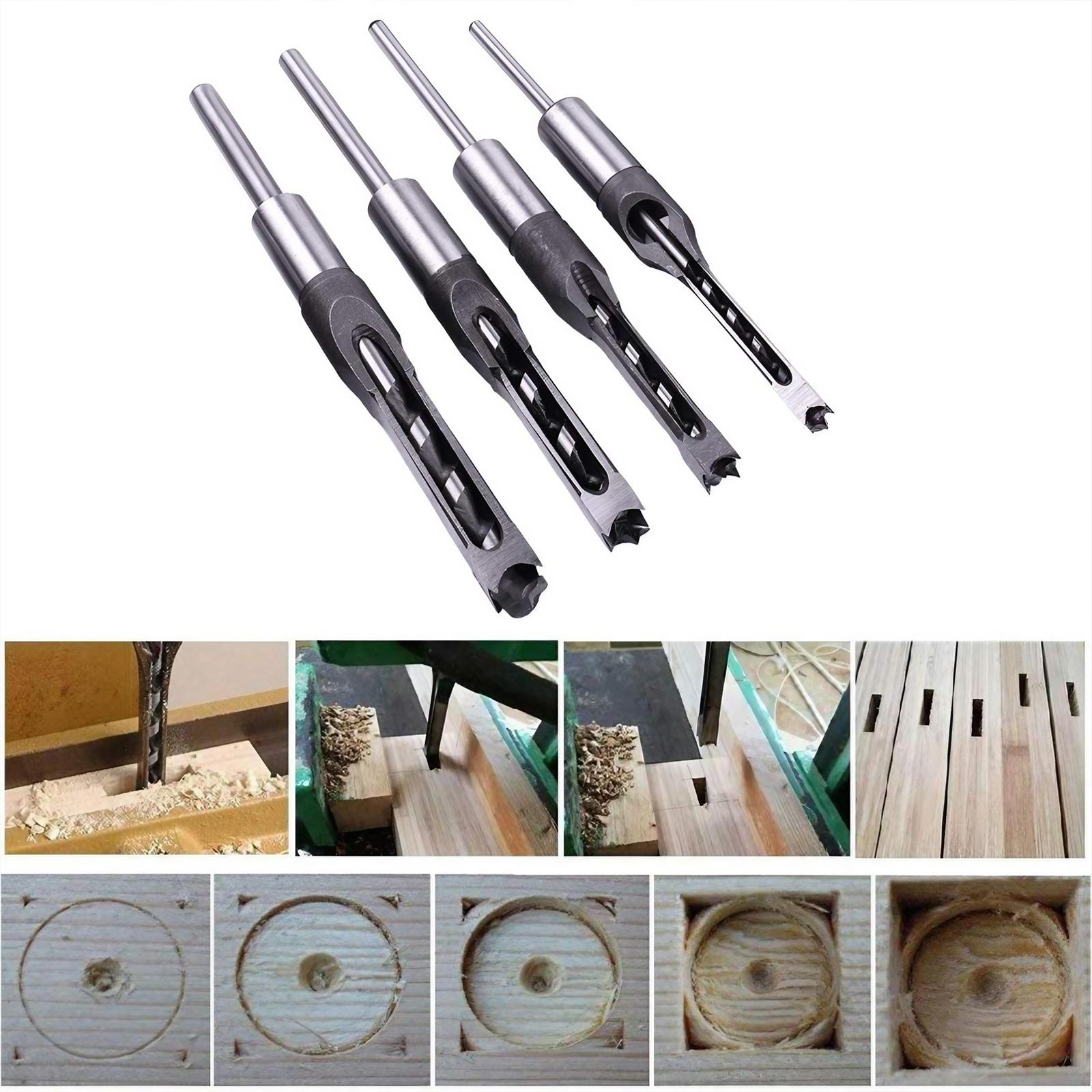 HSS Square Hole Woodworking Mortise Drill Bit, Portable Chisel Drill Bits, Square Auger Mortising Chisel Drills, Power Tool Accessories, Woodworking Tools