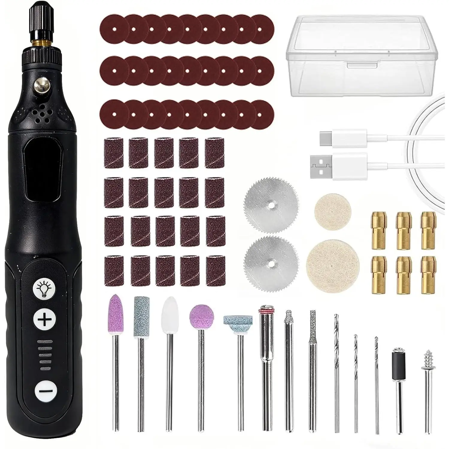 Mini Cordless Rotary Tool Kit Set, 3.7V Li-Electric DIY Multi-Tool with Front LED Light, 5-Speed Control, 72 Accessories, USB Rechargeable for Polishing
