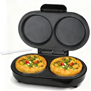 Electric Omelette Maker Nonstick Omelette Pan Dual Omelette Makers with 2 x 4.75” Round Grooves Egg Bite Maker Electric Double Egg Pan Mini Pancake Maker Breakfast Sandwich Maker Black