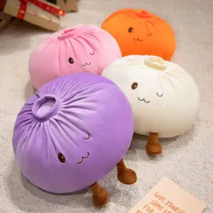 Super Soft Plush Material Steamed Bun Plush Pillow PP Cotton Filled Fluffy Comfortable Dumpling Plush Toy Stress Relief