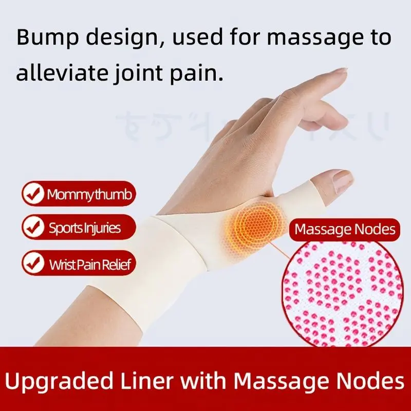 Single Thumb Wrist Brace with Massage Nodes, Soft Compression Support Band for Adults’ Joint Ache Relief, Acupressure Therapy Strap for Arthritis Typing Fitness, Healthcare, Sports Injuries