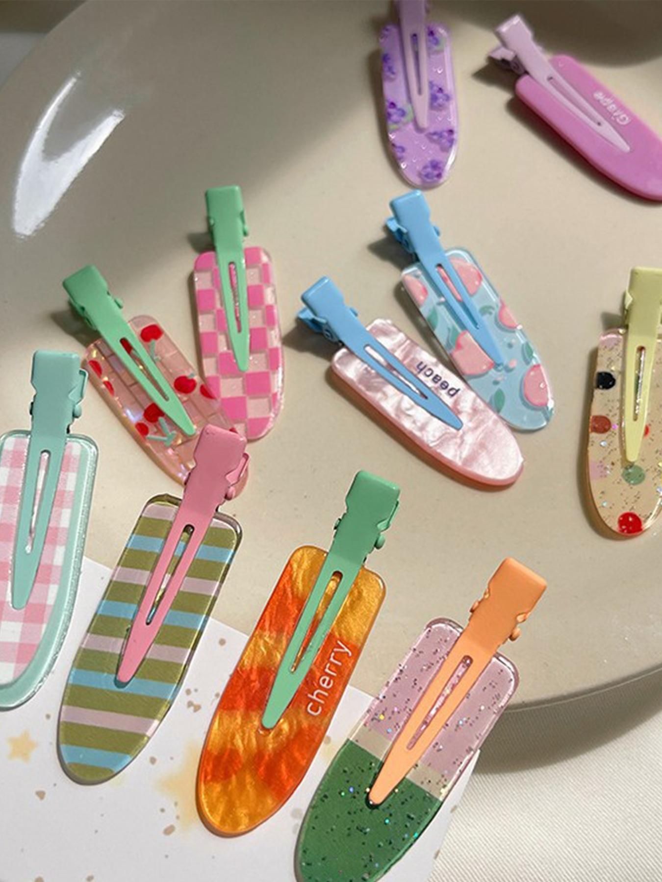 Dopamine Colorful Hair Clips Set, Cute Grape Design, Side Clip & Splitter, Fashion Accessories for Women, Daily Use