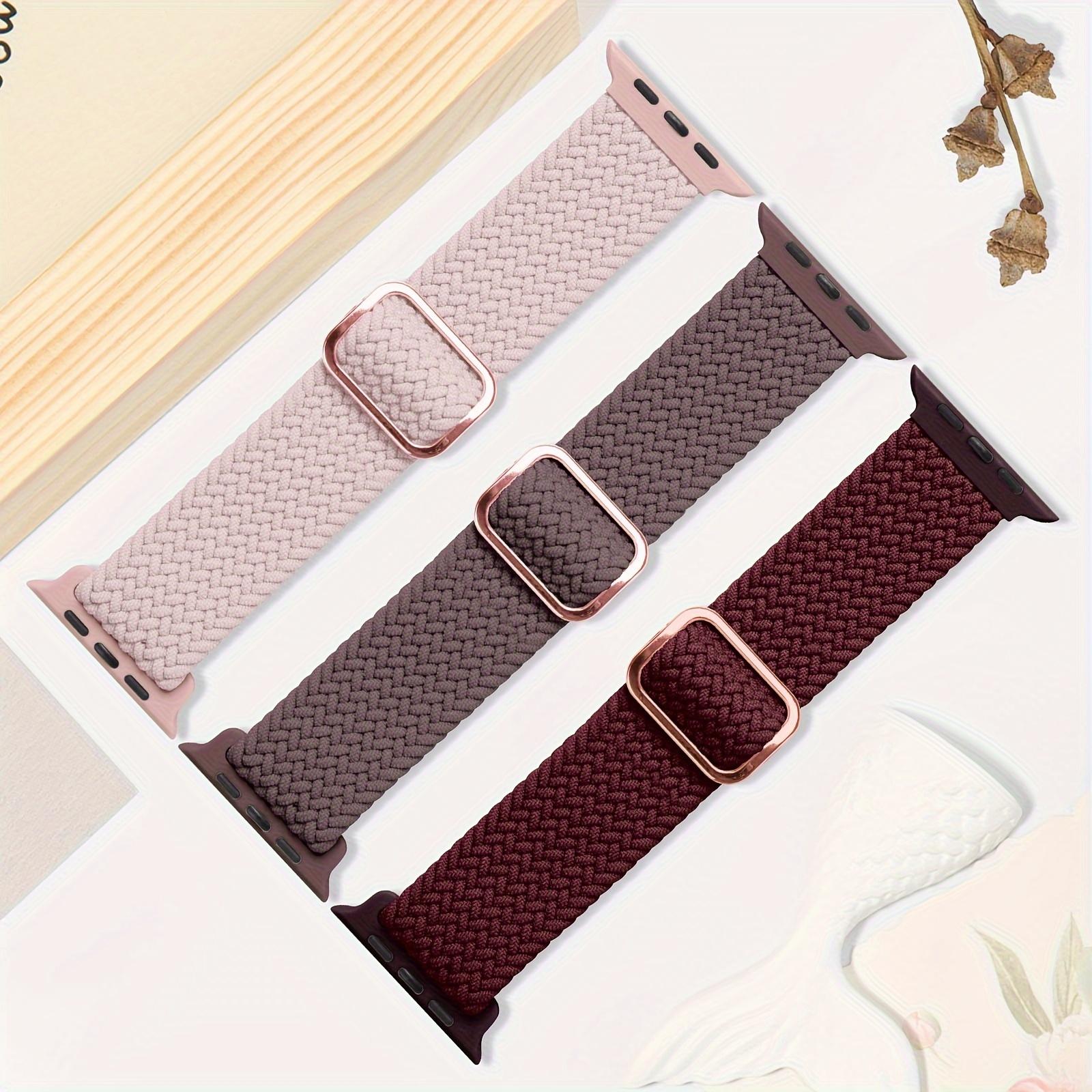 2-Pack Braided Nylon Watch Bands for Apple Watch – Elastic Solo Loop Strap 38–49mm