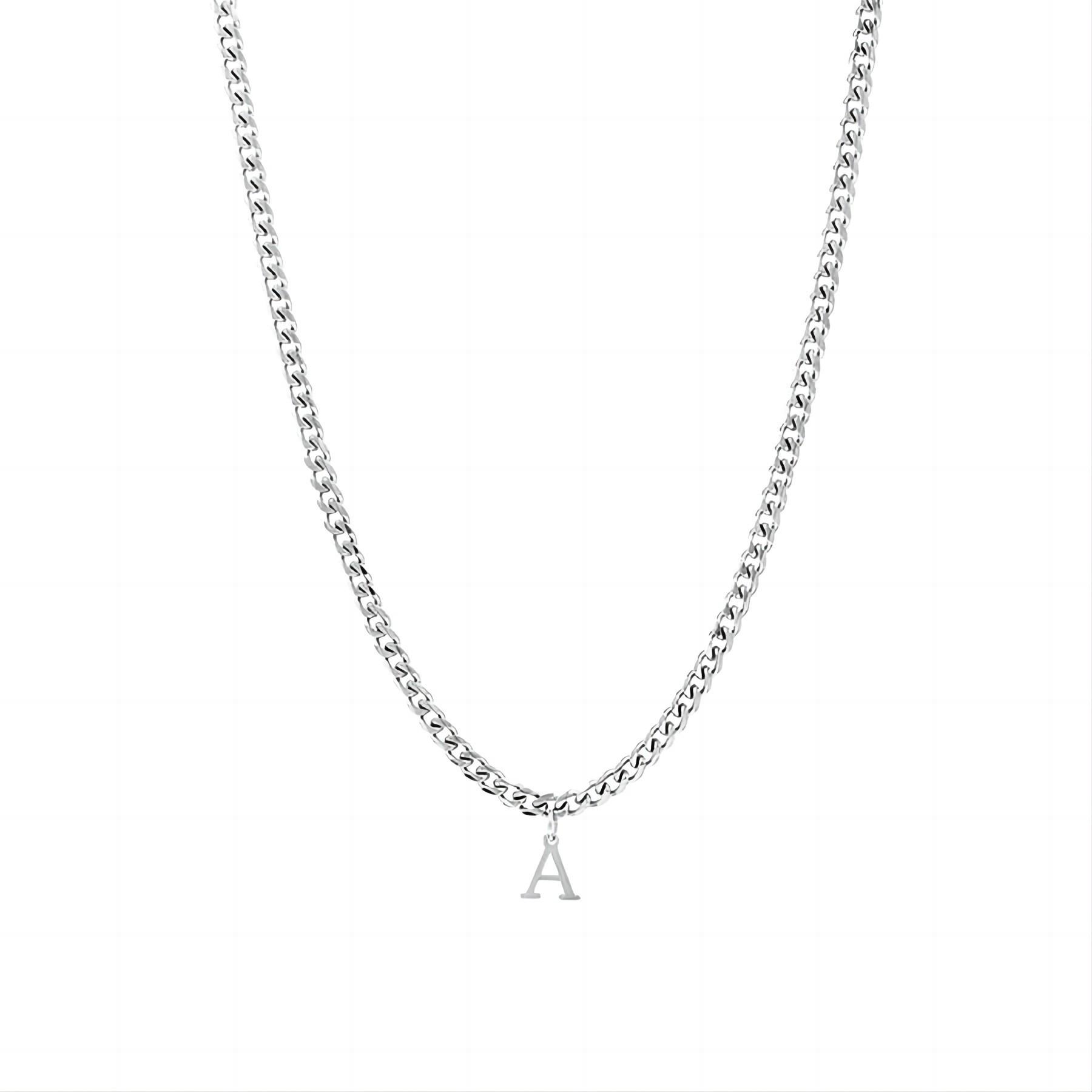 Trendy new 26-letter Cuban necklace Men's initials pendant chain Creative collarbone chain Hip-hop style necklace jewelry, boys' favorite gifts, boyfriend gifts