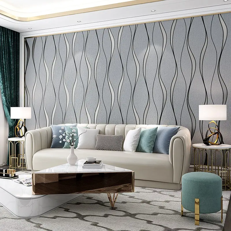 Modern 3D Ripple Self-Adhesive Wallpaper Roll, Easy Peel and Stick, Ideal for Living Room, Kitchen, Bedroom, Dorm Decor, Non-Woven Material