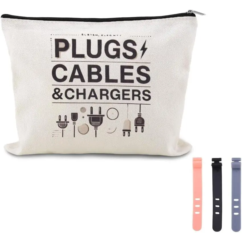 Charging Cable Organizer Pouch Bag Travel Elastic Silicone Cable Straps Cord Organizer Anti Loss Portable Earphone Plug Charger Storage Bag Data Cables Protector Cover Charge Cord Tie Wraps Protection