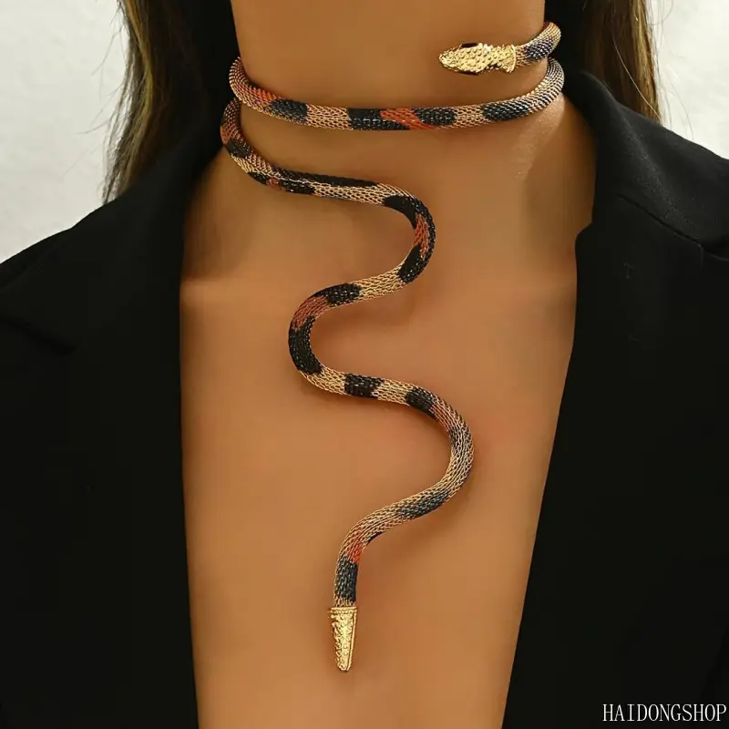 Goth Viral Quiet Luxury Flexible Winding Snake Open Wrap Jewelry For Women, 3-in-1 Convertible Choker Bracelet Headband, Edgy Minimal Statement Accessory For Daily Club Party Styling season witchy fashion men's holiday haul christmas birthday anniversary