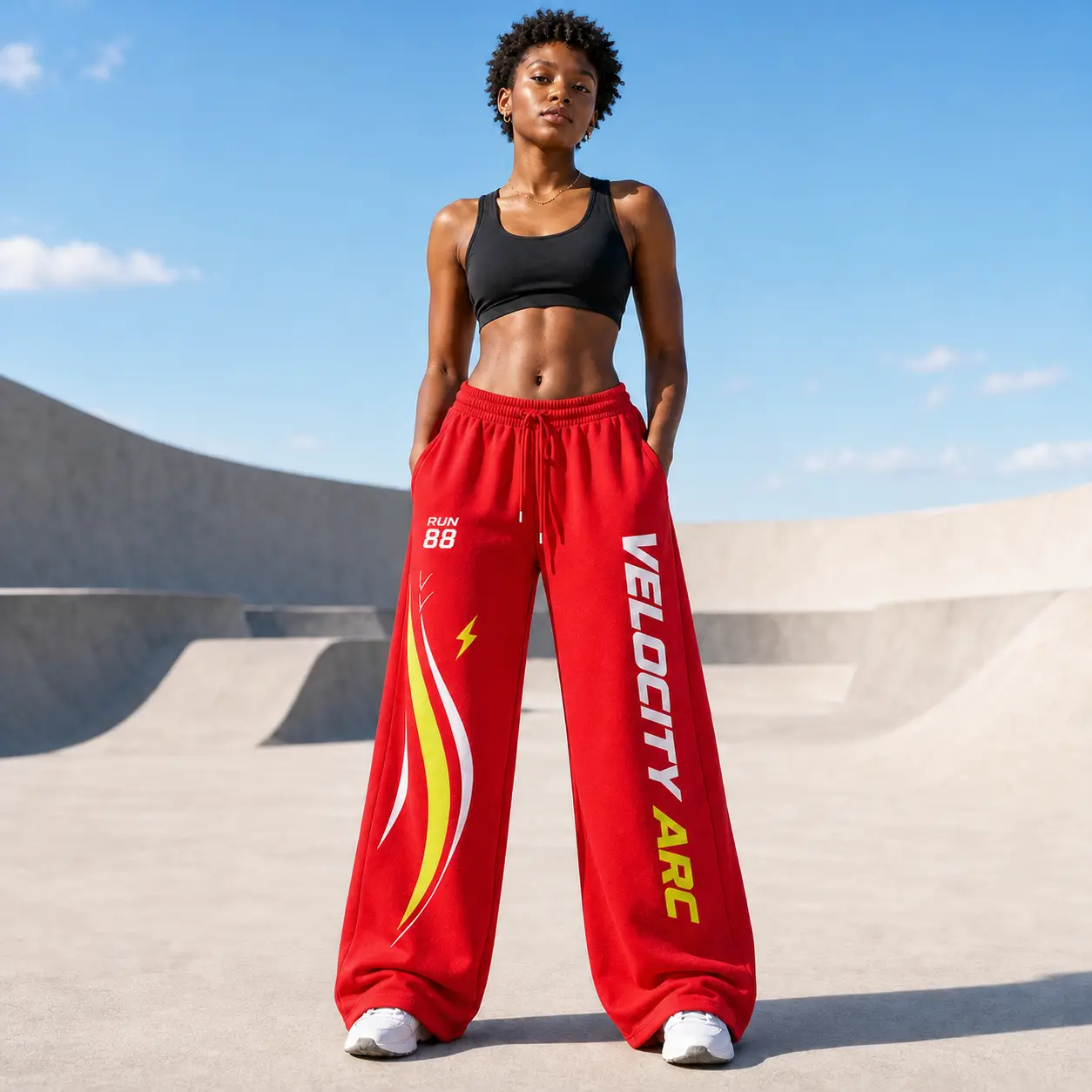 Women’s Sporty Wide Leg Sweatpants, Oversized Baggy Track Pants with Elastic Drawstring Waist, Bold Letter Graphic Print & Pockets, Comfy Streetwear Lounge Pants for Gym, Dance, Travel, Campus, Athleisure and Casual Outfits