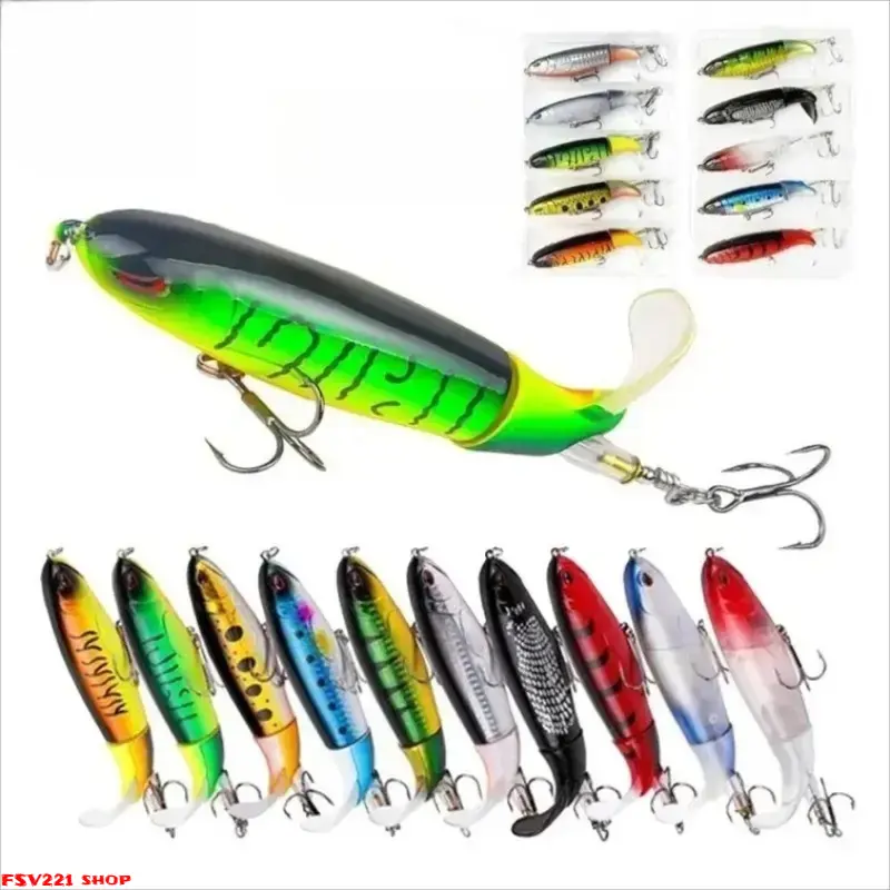 5/10Pcs 10cm 13.5g Whopper Plopper Fishing Lures, Sharp-Hook Lifelike Swimbait, Durable Hard Bait, High Fish-Attracting Design, Freshwater-Saltwater Outdoor Fishing Accessory campingessentials