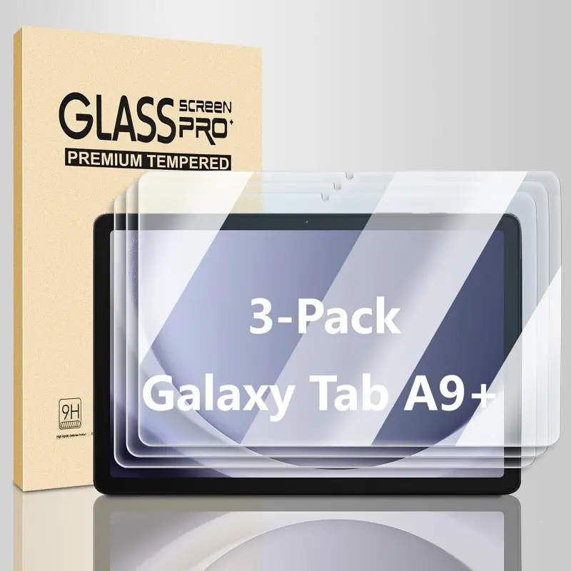 3-piece set Samsung Galaxy Tab A9 Plus 11-inch 2023 model tablet screen protectors, suitable for Galaxy Tab A9+ glass, bubble-free, easy to install.