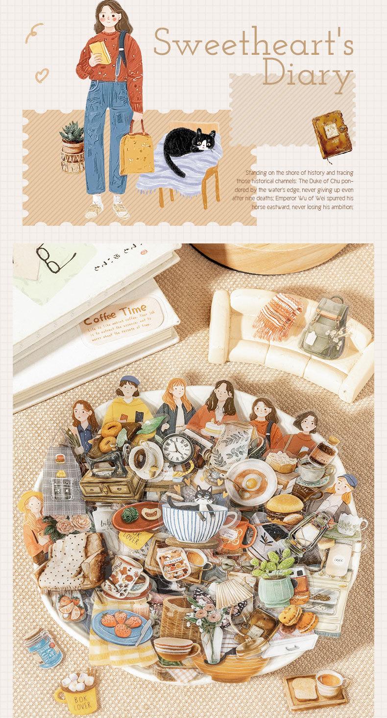 100 piece minimalist large sticker pack featuring characters, flowers, scene product patterns, minimalist style, PET waterproof material, self adhesive, DIY journal decoration, scrapbook notebook materials