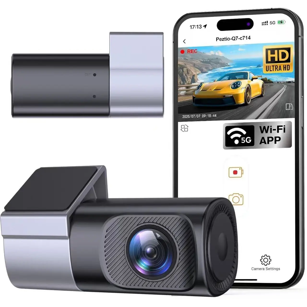 Wired HD WiFi Dash Cam, 360° Rotatable Mini Car Dvr Camera, Night Vision,  Wi-Fi, Full View, Truck Monitoring Storage Camera