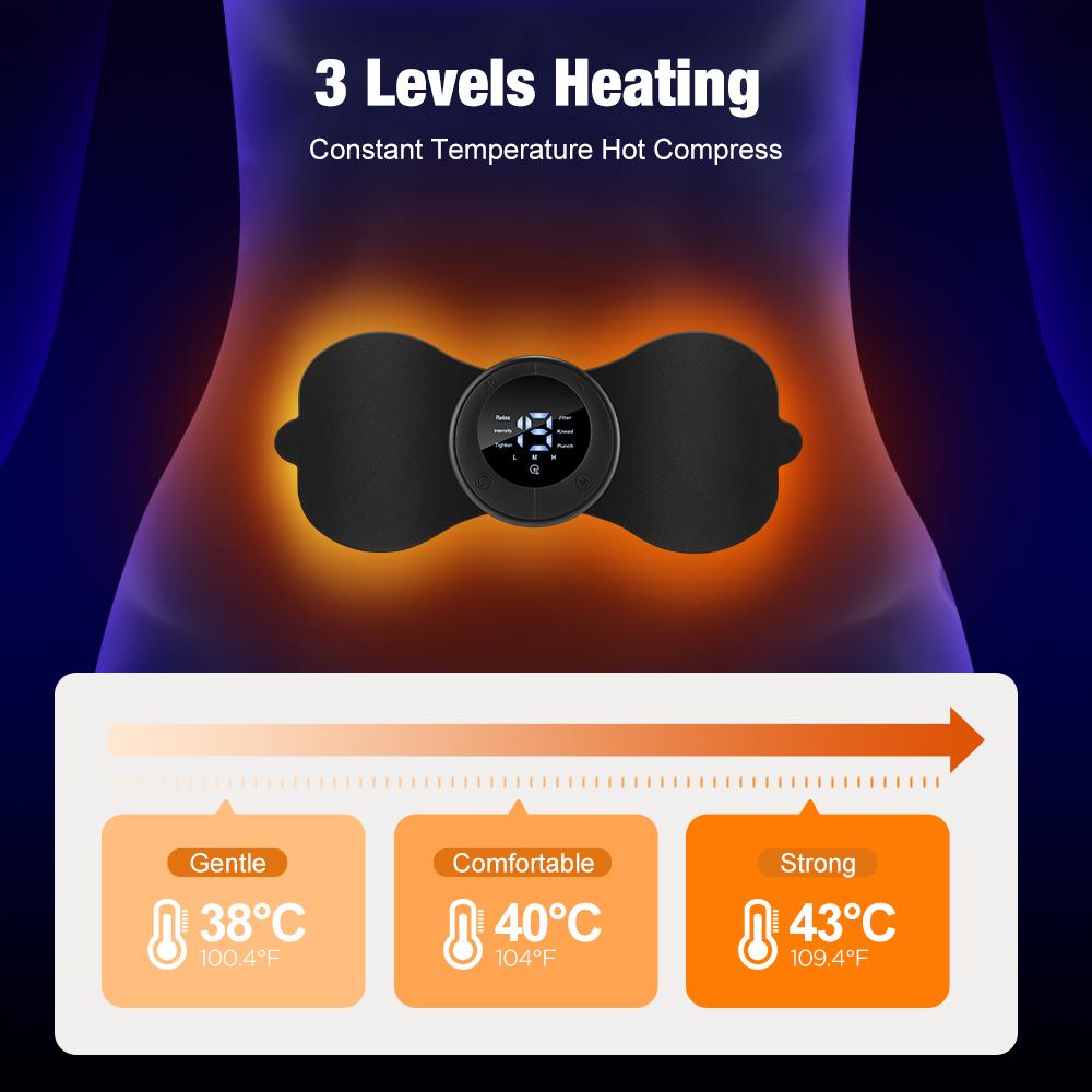 Heated Massage Patch with 3 Temperature Settings, 6 Modes Shoulder Neck Back Waist Leg Muscle Relaxation Pad Menstrual Care