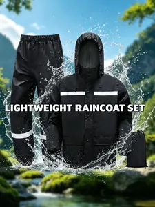Waterproof raincoat and pants set, suitable for mountaineering, hiking, hunting, lightweight Wind Water Resistant Windproof Waterproof outdoor raincoat, foldable with storage bag, ultra light and breathable hiking rain gear set