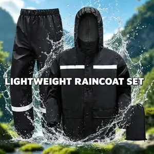 Waterproof raincoat and pants set, suitable for mountaineering, hiking, hunting, lightweight Wind Water Resistant Windproof Waterproof outdoor raincoat, foldable with storage bag, ultra light and breathable hiking rain gear set, Weatherproof Rainwear