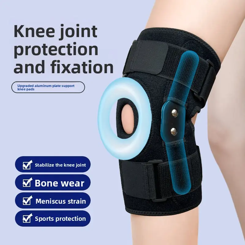 Nylon Compression Knee Brace with Side Steel Stabilizers and Patella Gel Pad, Anti-Slip Grip to Stabilize the Knee Joint for Running and Basketball, Cotton, Compression Grip Protective Gear, General