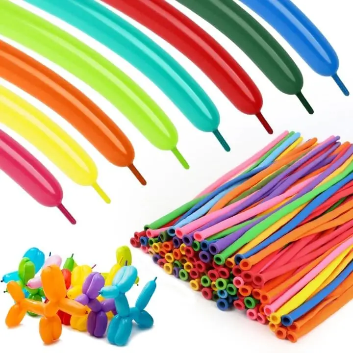 100pcs 260mm Colorful Natural Latex Twisting Balloons Set, Skinny Thick for Clowns, Animal Modeling, Balloon Decor, Thanksgiving & Christmas Party Festive Supplies, Birthday
